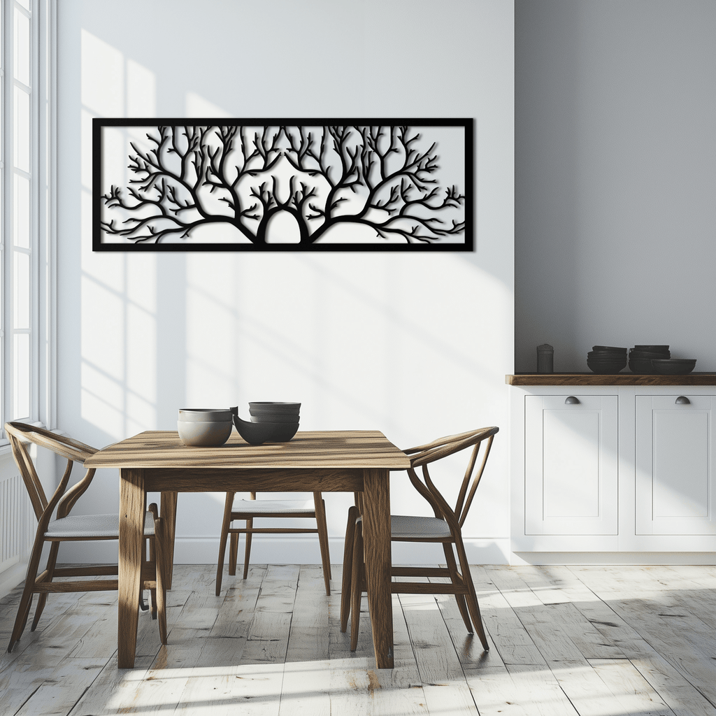 Handcrafted Steel Tree of Life Horizontal Metal Wall Decor - Large