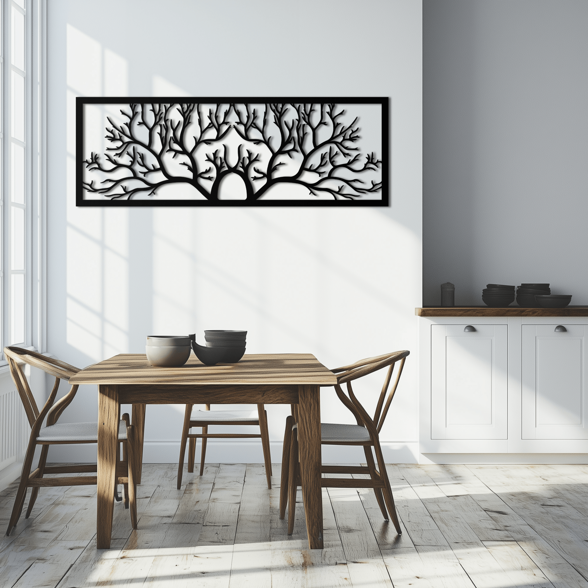 Handcrafted Steel Tree of Life Horizontal Metal Wall Decor - Large