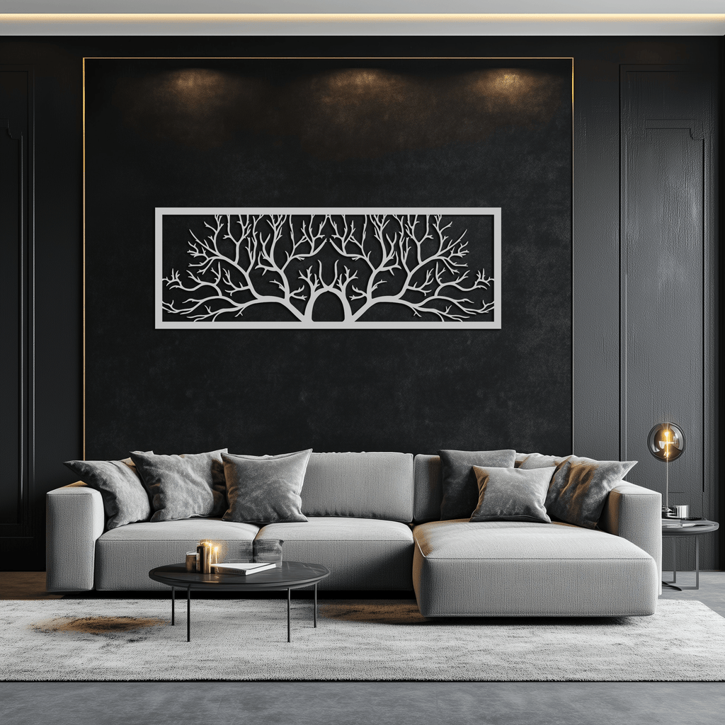 Handcrafted Steel Tree of Life Horizontal Metal Wall Decor - Large