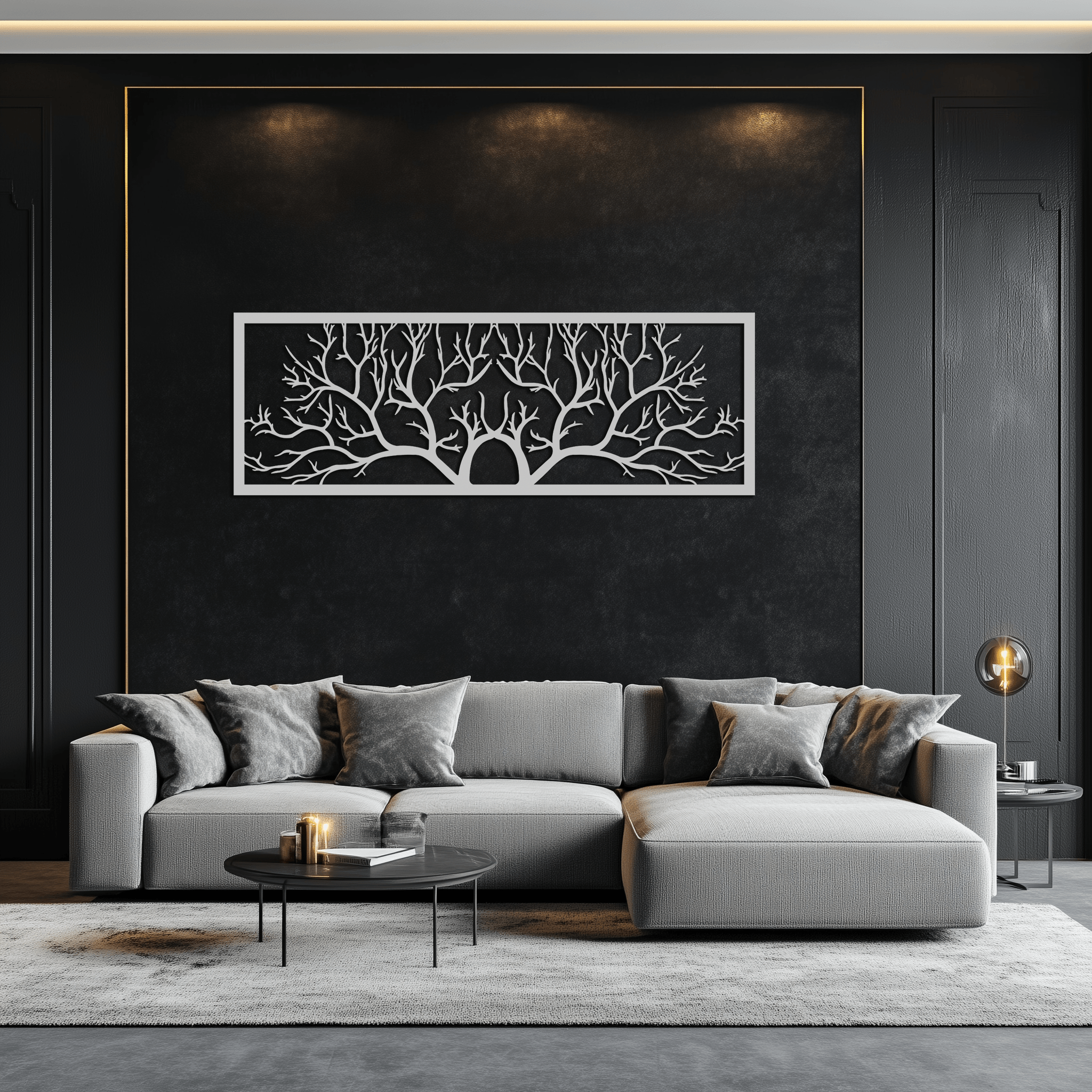 Handcrafted Steel Tree of Life Horizontal Metal Wall Decor - Large