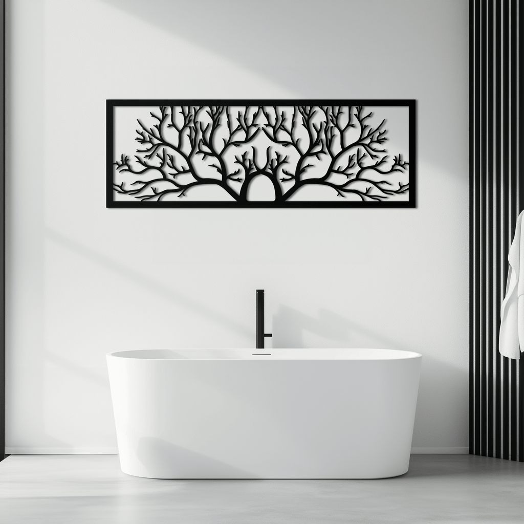 Handcrafted Steel Tree of Life Horizontal Metal Wall Decor - Large