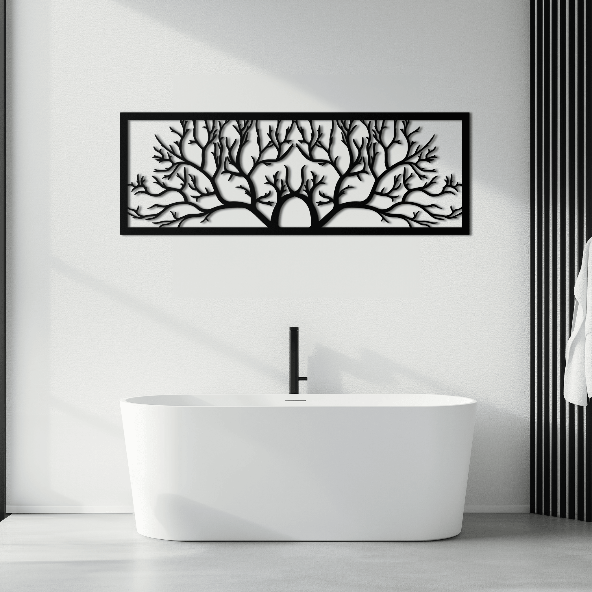 Handcrafted Steel Tree of Life Horizontal Metal Wall Decor - Large