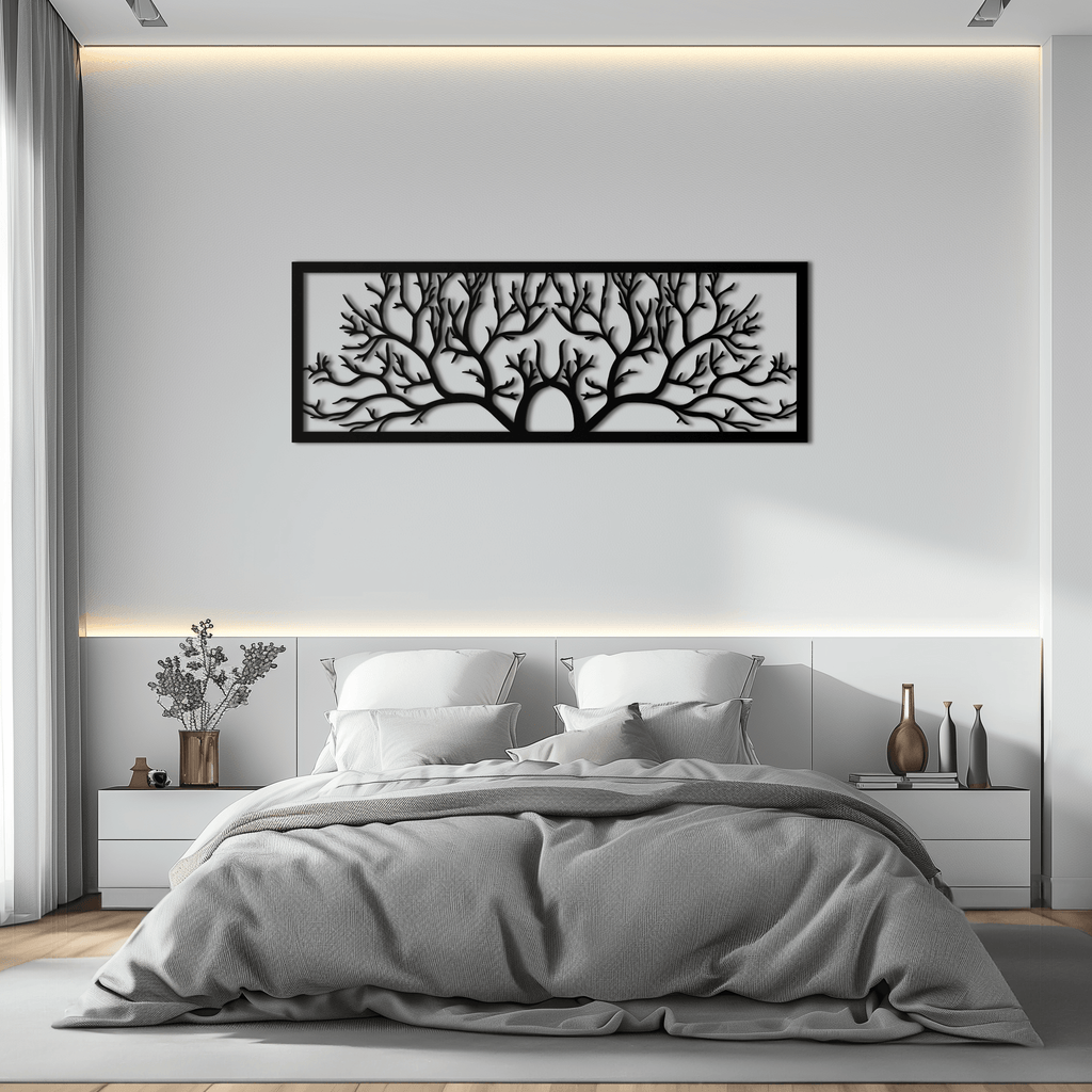 Handcrafted Steel Tree of Life Horizontal Metal Wall Decor - Large