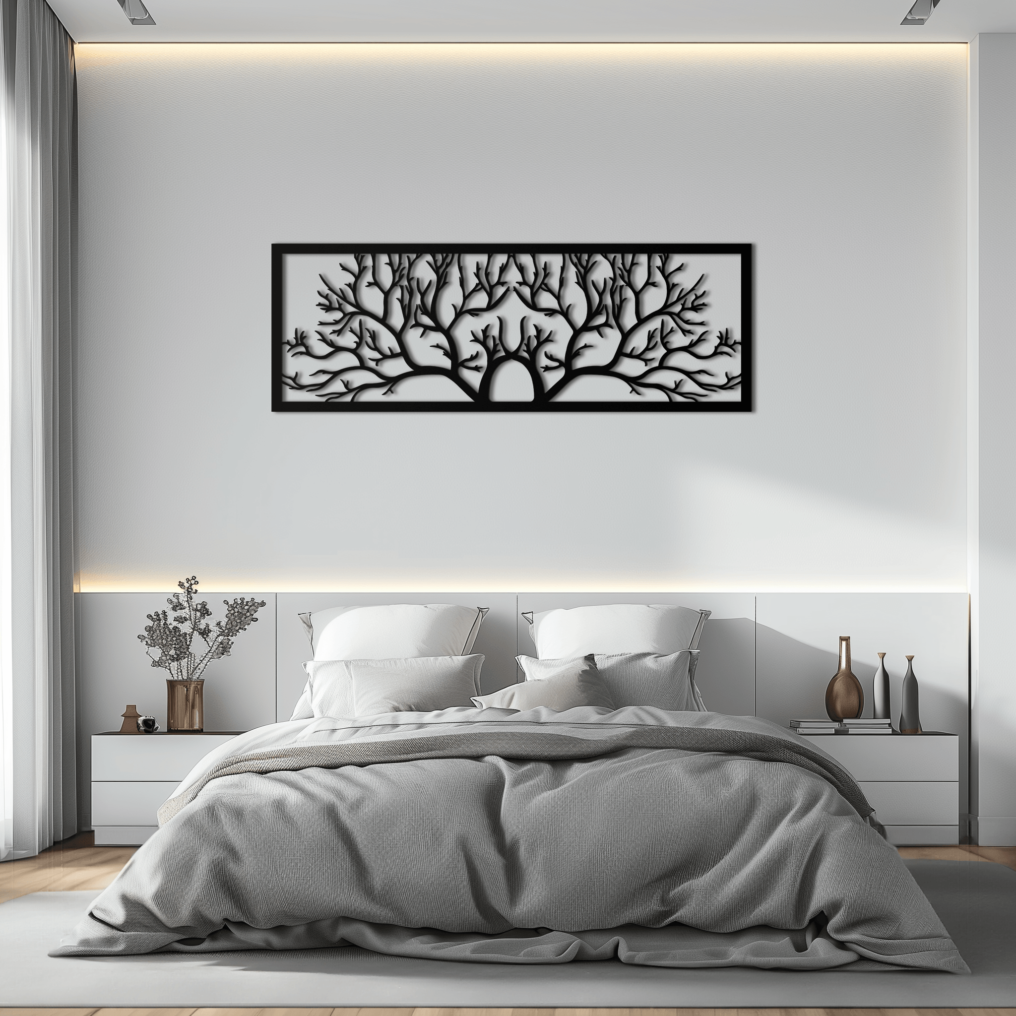 Handcrafted Steel Tree of Life Horizontal Metal Wall Decor - Large