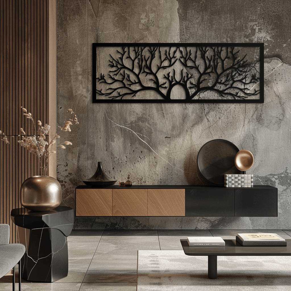 Handcrafted Steel Tree of Life Horizontal Metal Wall Decor - Large