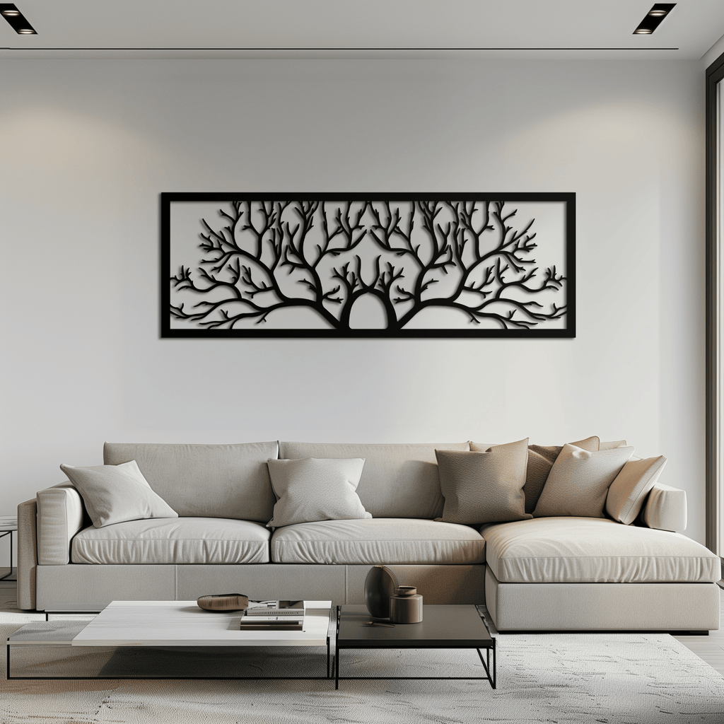Handcrafted Steel Tree of Life Horizontal Metal Wall Decor - Large