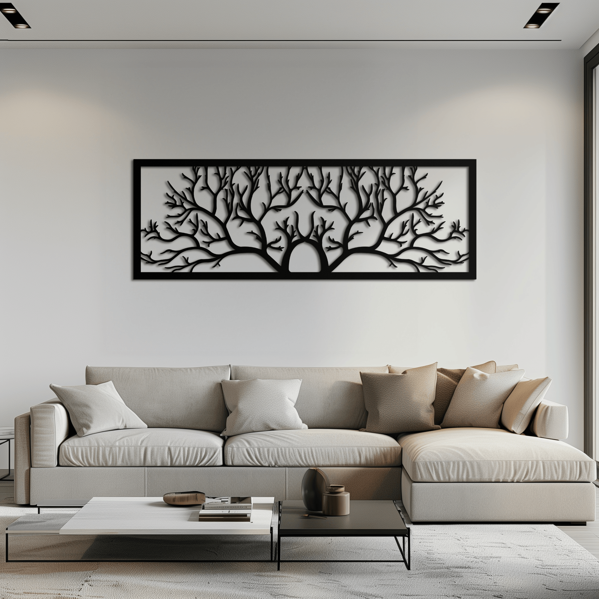 Handcrafted Steel Tree of Life Horizontal Metal Wall Decor - Large