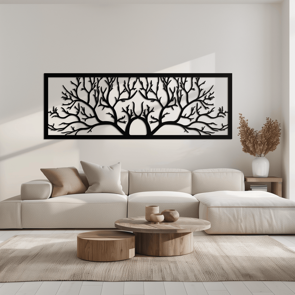 Handcrafted Steel Tree of Life Horizontal Metal Wall Decor - Large