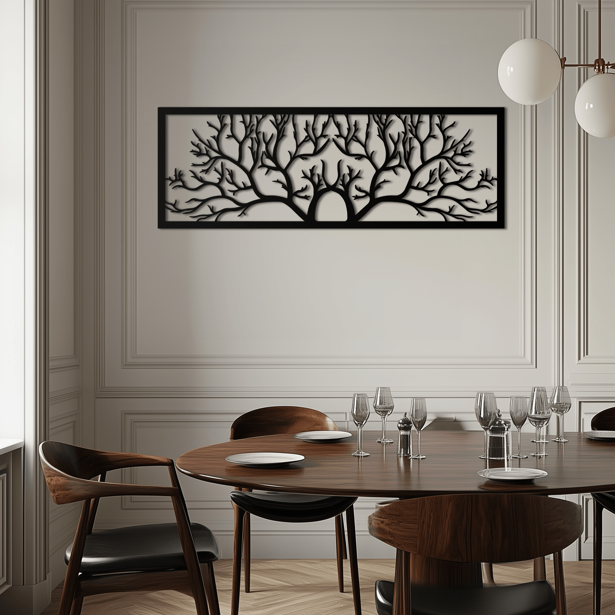 Handcrafted Steel Tree of Life Horizontal Metal Wall Decor - Large