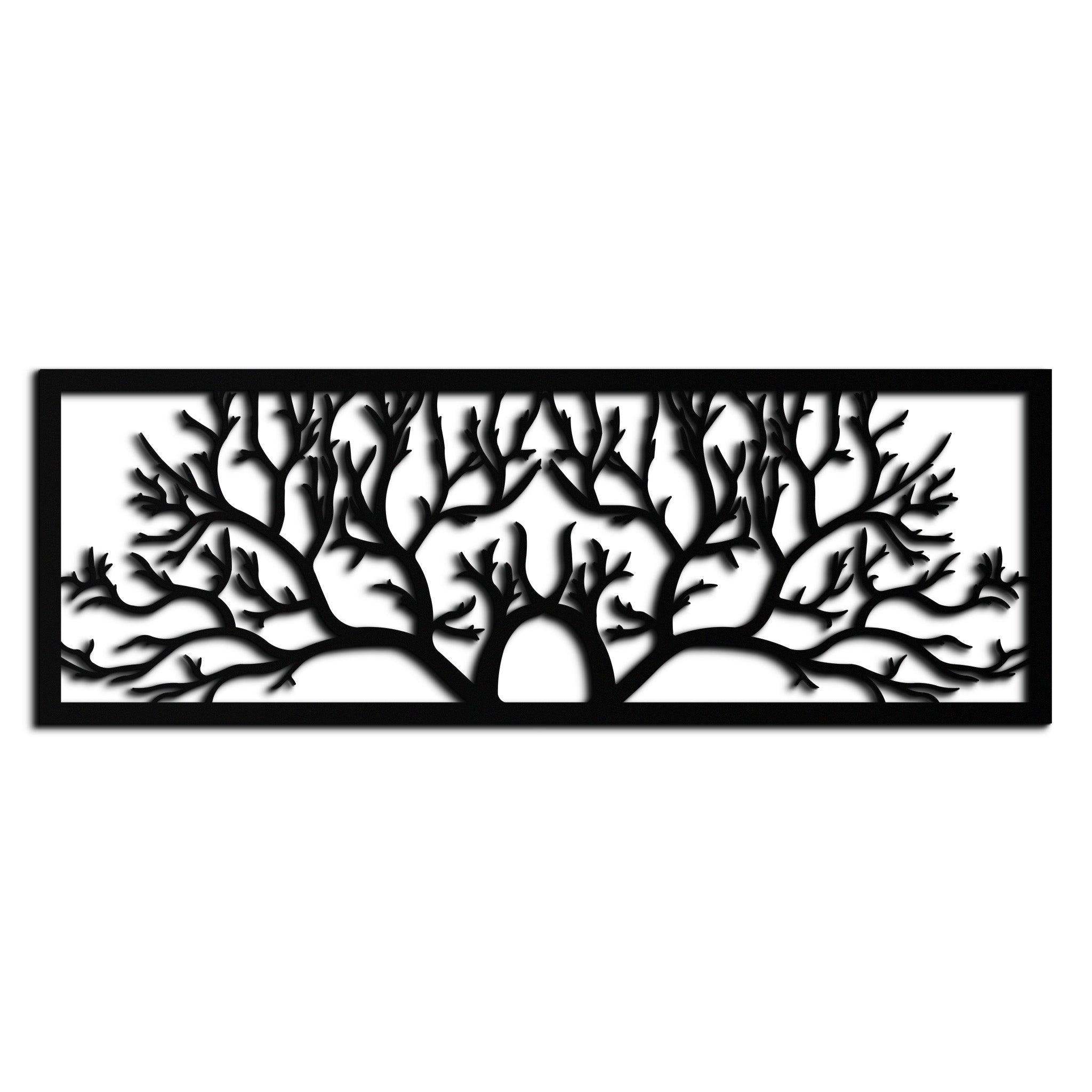 Handcrafted Steel Tree of Life Horizontal Metal Wall Decor - Large