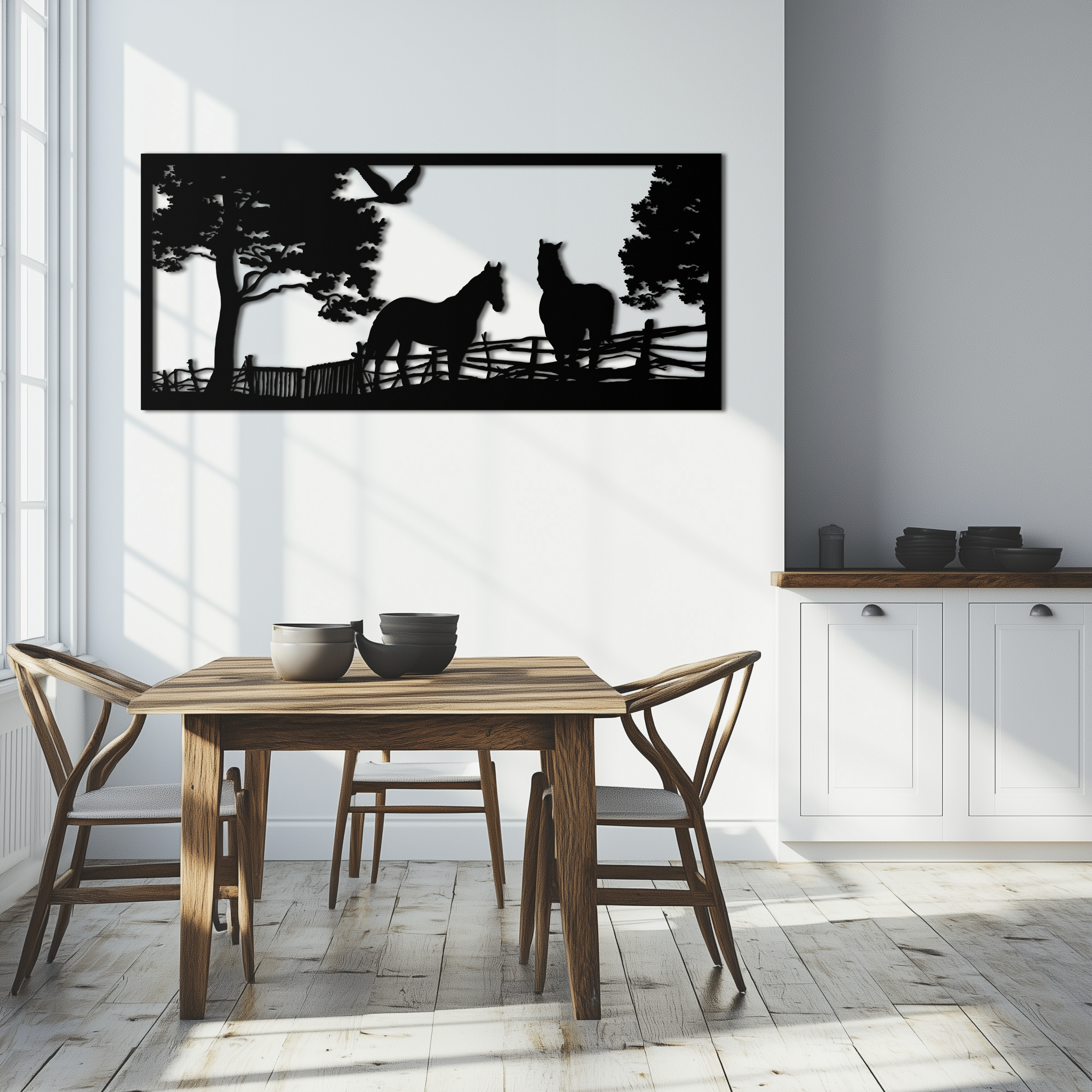 Rustic Steel Horse Farm Metal Wall Art - Barn Home Sculpture
