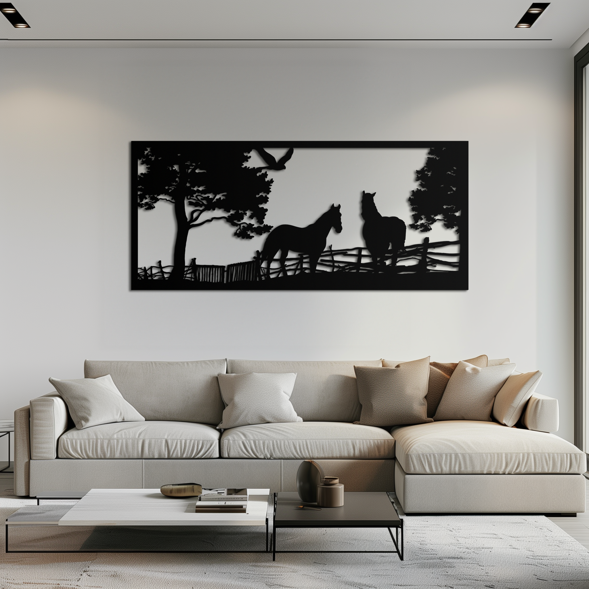 Rustic Steel Horse Farm Metal Wall Art - Barn Home Sculpture