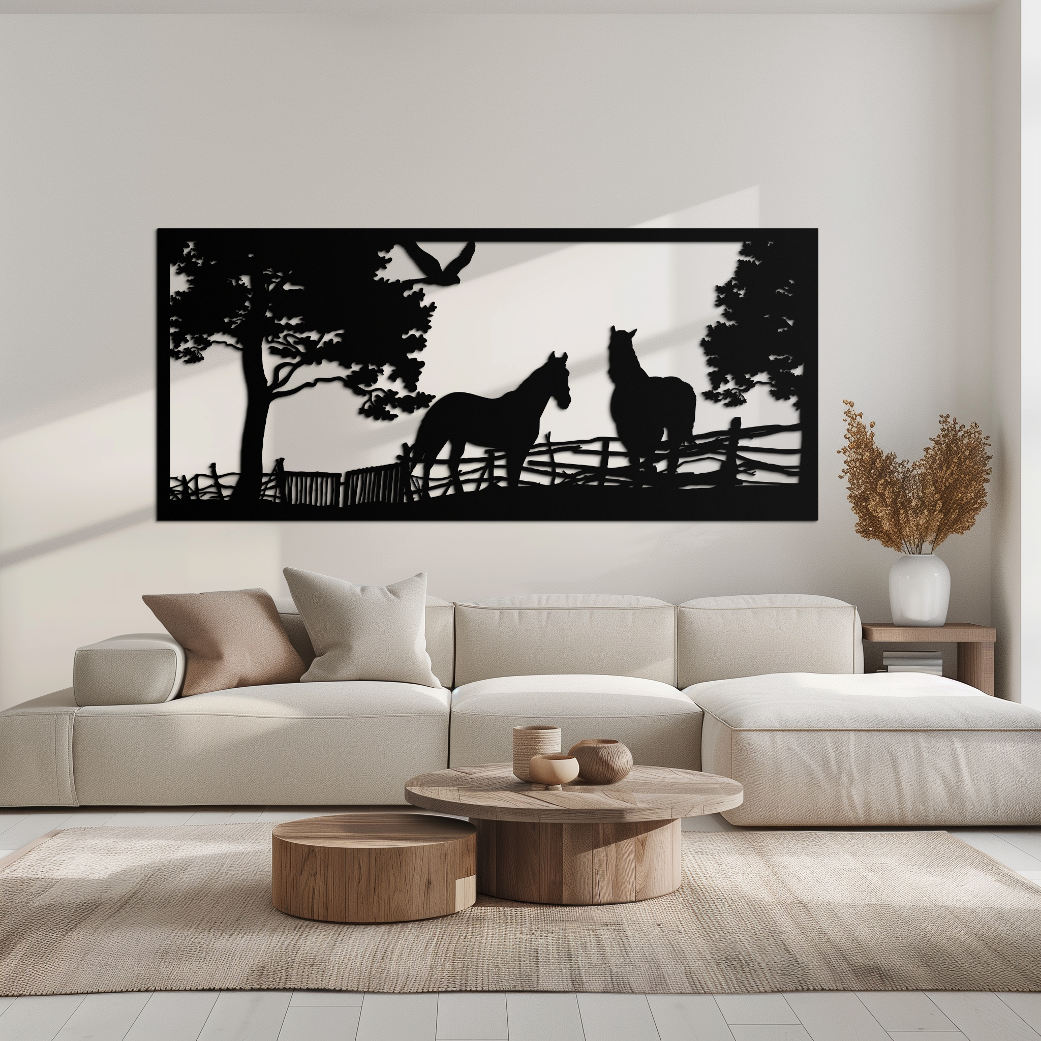 Rustic Steel Horse Farm Metal Wall Art - Barn Home Sculpture