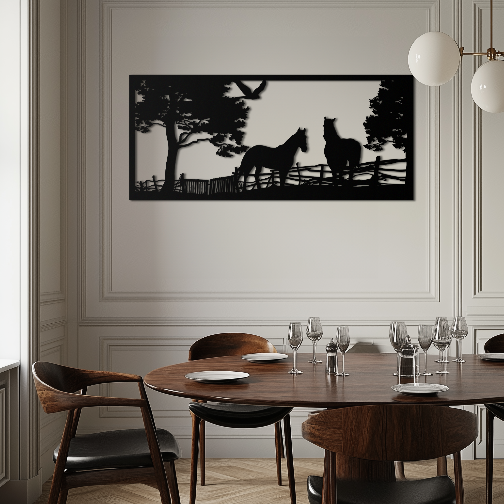 Rustic Steel Horse Farm Metal Wall Art - Barn Home Sculpture