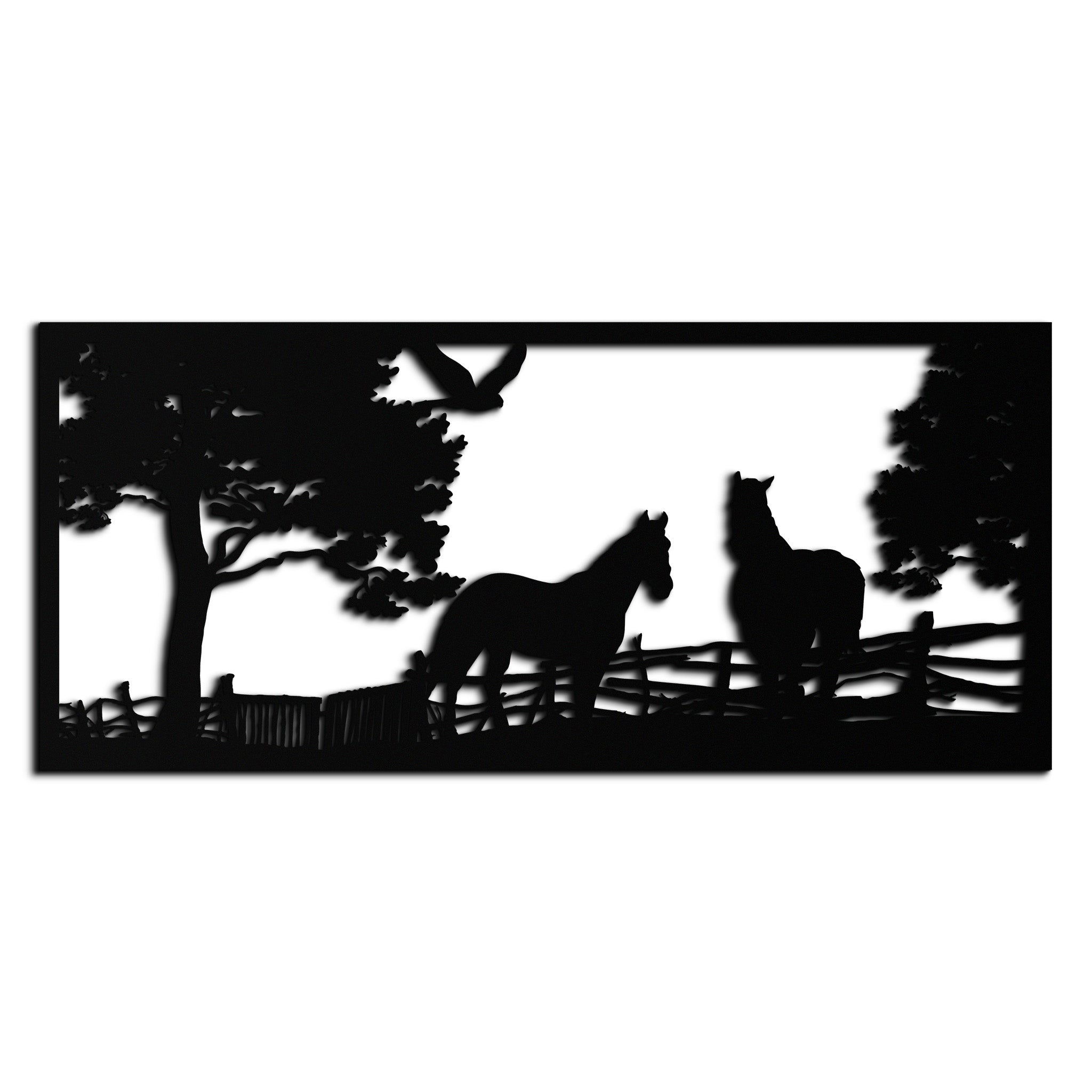 Rustic Steel Horse Farm Metal Wall Art - Barn Home Sculpture