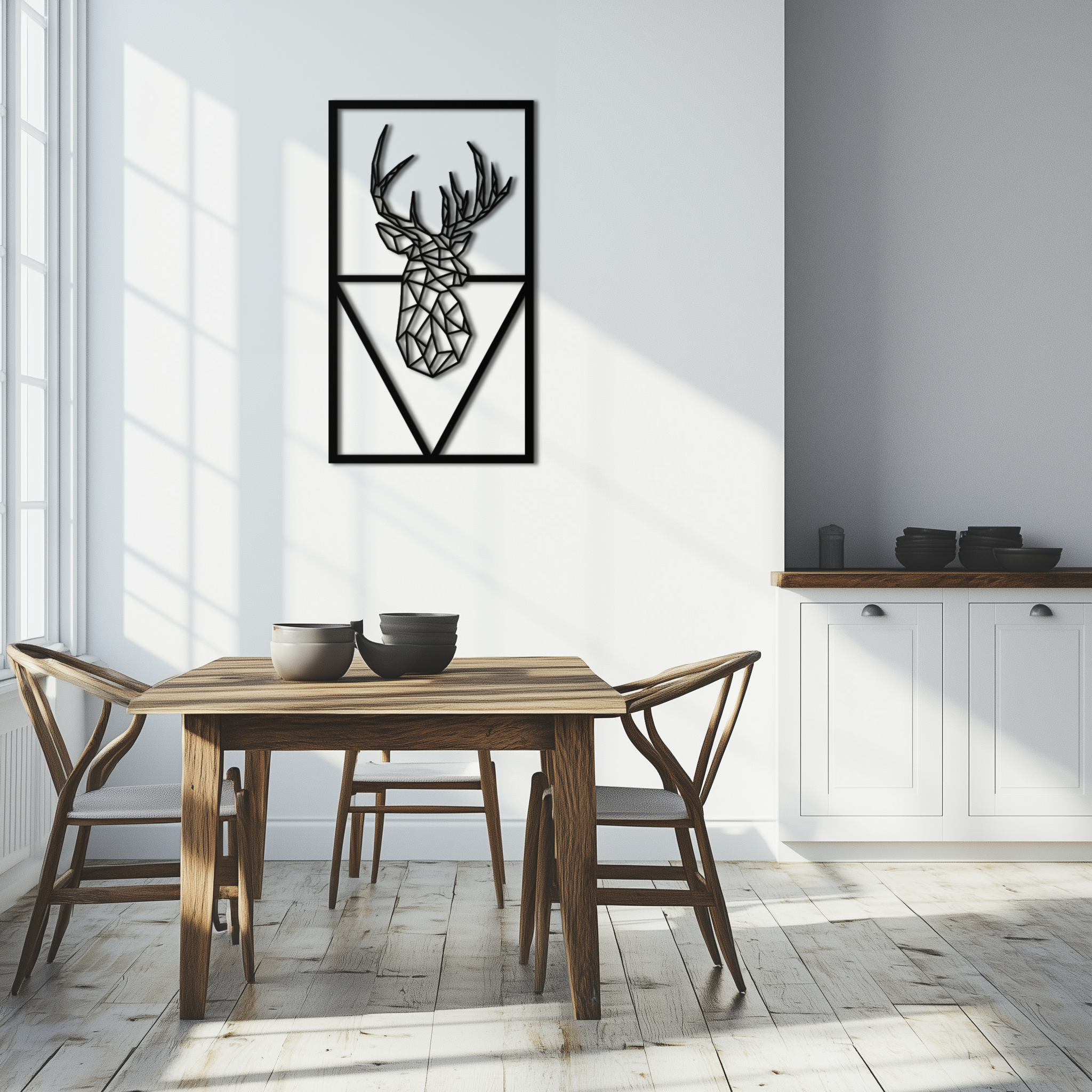 Geometric Deer Metal Wall Art - Modern Minimalist Premium Steel Hanging Sculpture