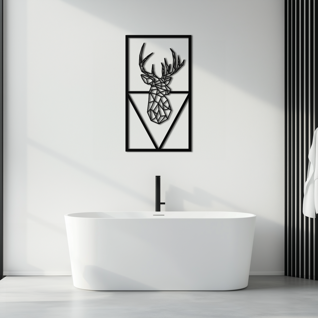 Geometric Deer Metal Wall Art - Modern Minimalist Premium Steel Hanging Sculpture