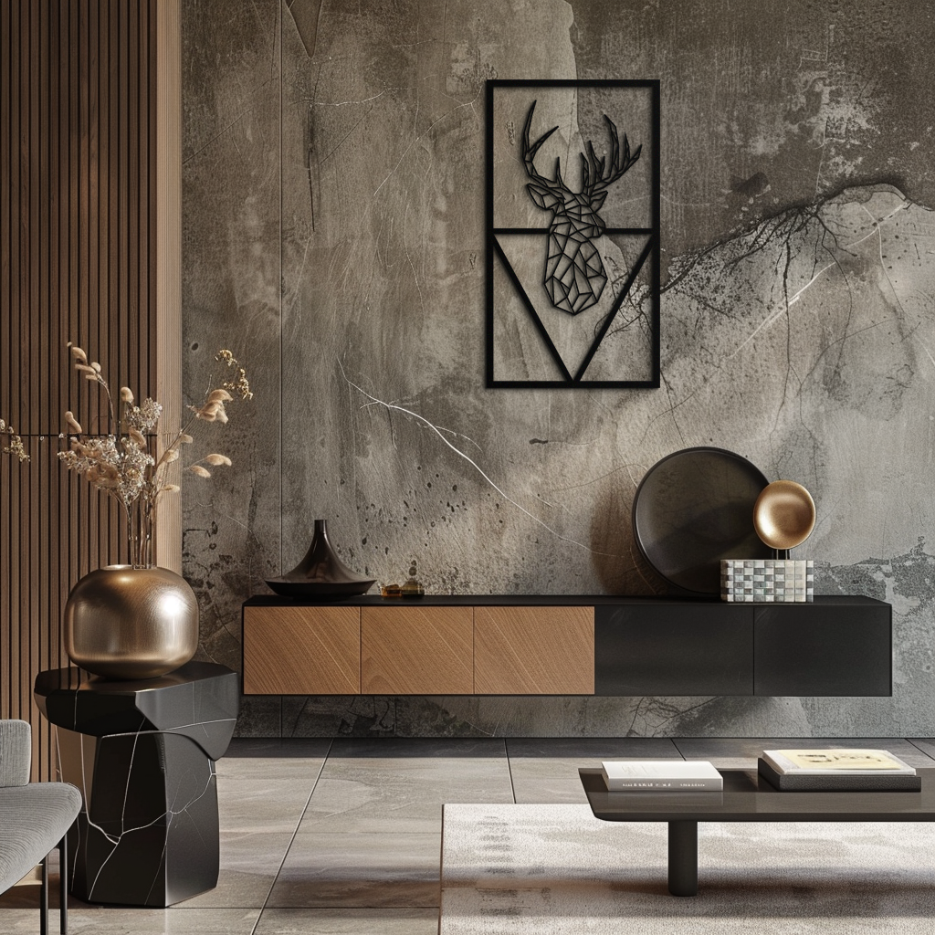 Geometric Deer Metal Wall Art - Modern Minimalist Premium Steel Hanging Sculpture