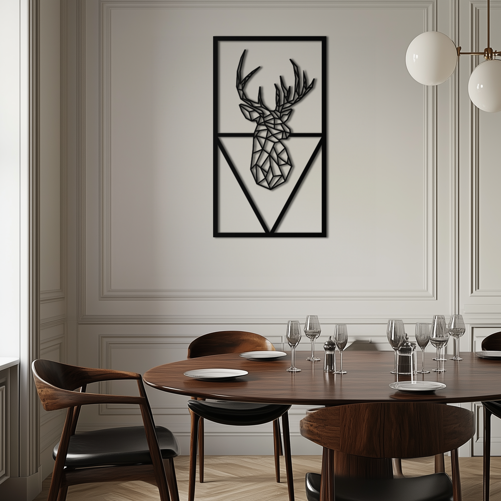 Geometric Deer Metal Wall Art - Modern Minimalist Premium Steel Hanging Sculpture