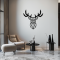 Steel Geometric Deer Head Metal Wall Art - Modern Minimalist Design
