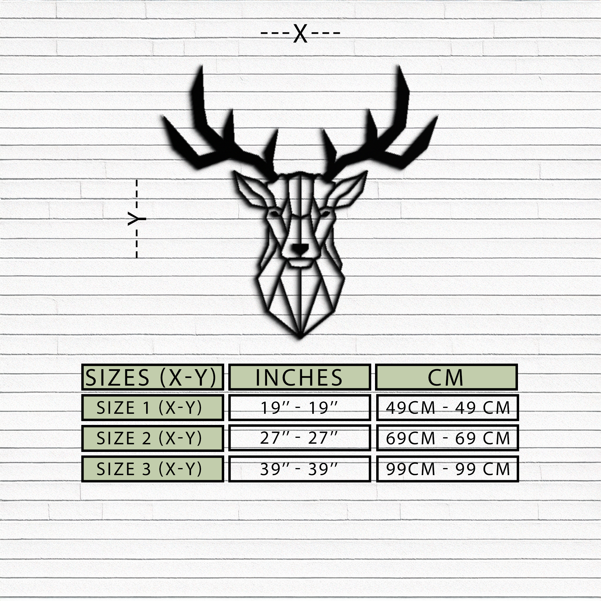 Steel Geometric Deer Head Metal Wall Art - Modern Minimalist Design