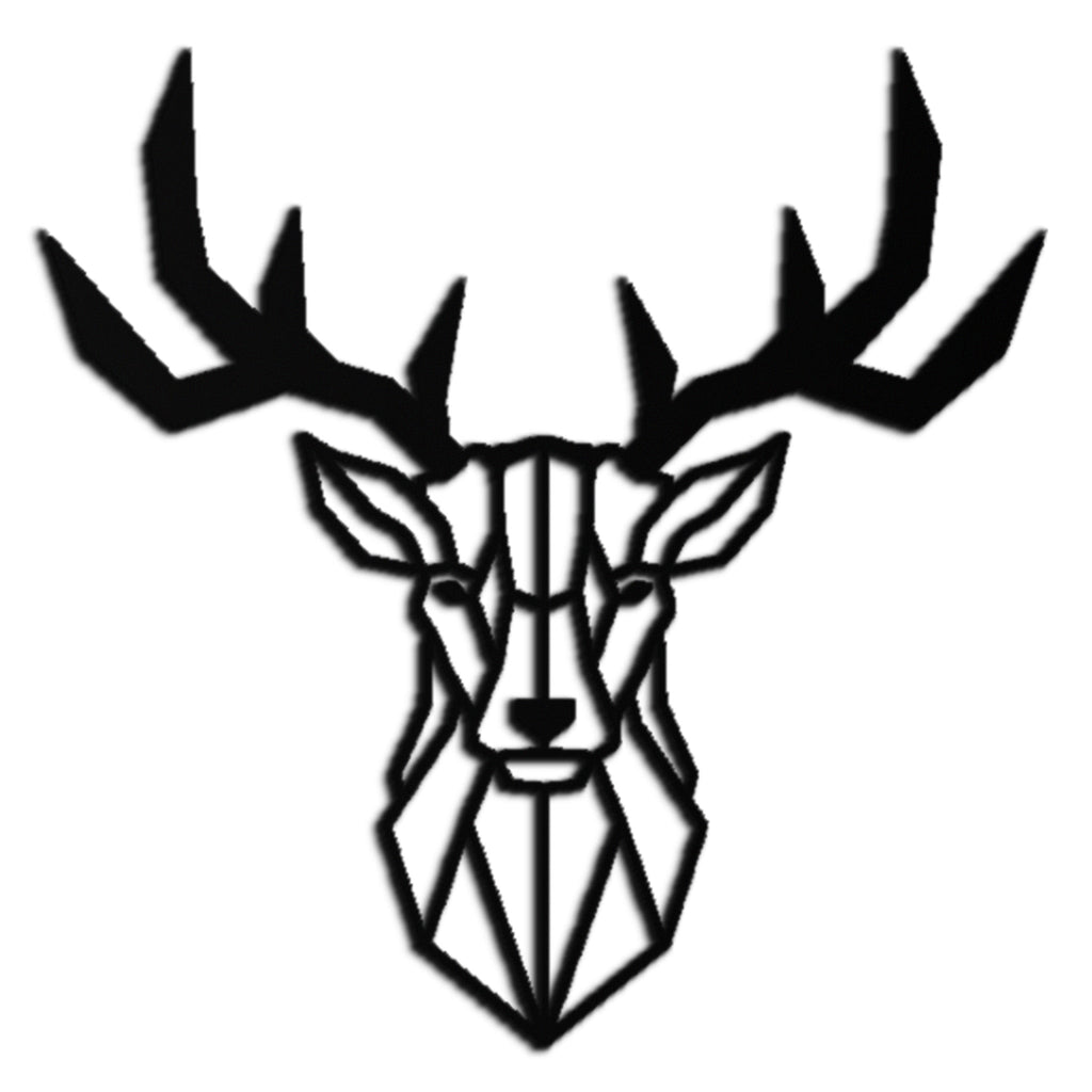 Steel Geometric Deer Head Metal Wall Art - Modern Minimalist Design