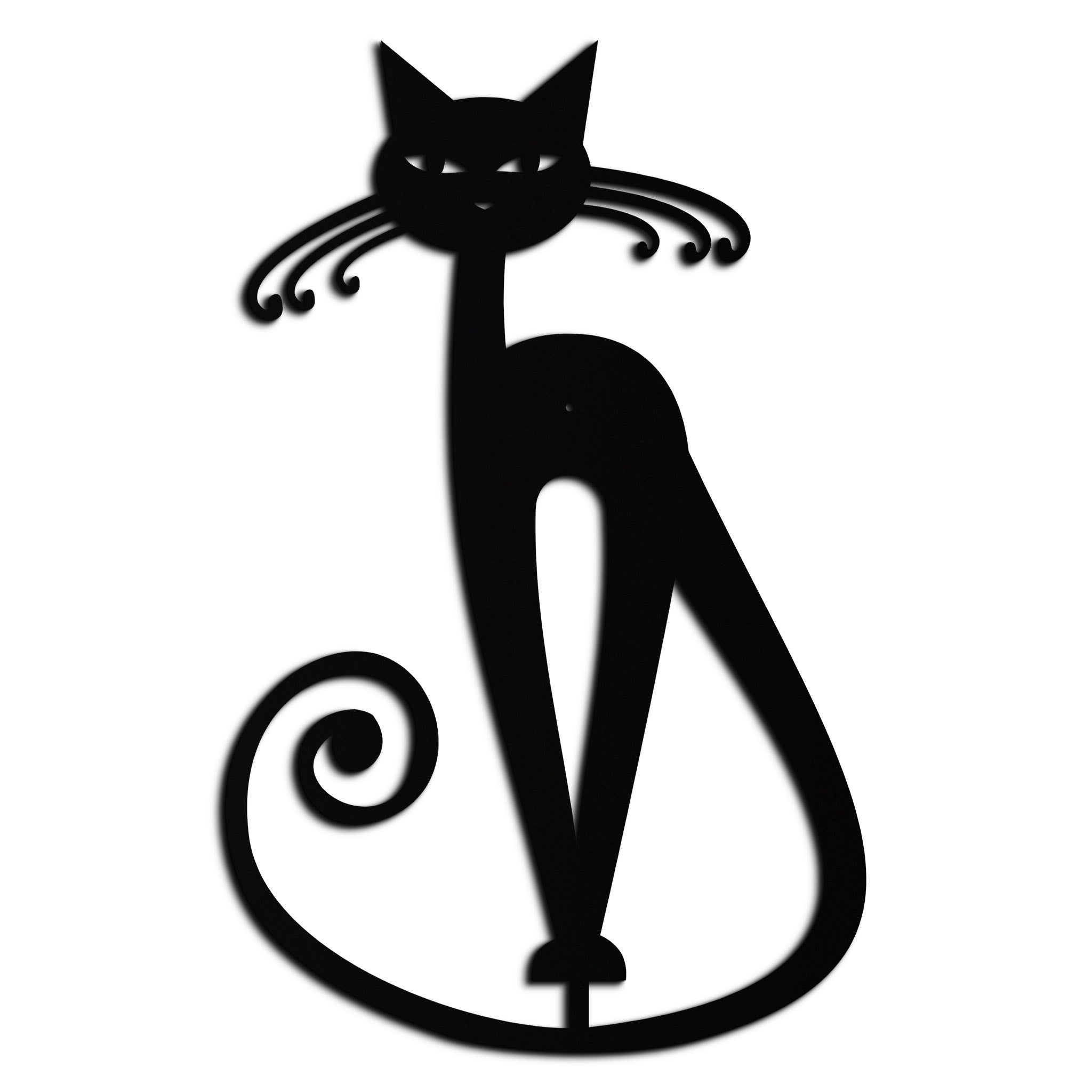 Black Metal Cat Wall Sculpture - Geometric Minimalist Contemporary Home Decor Art