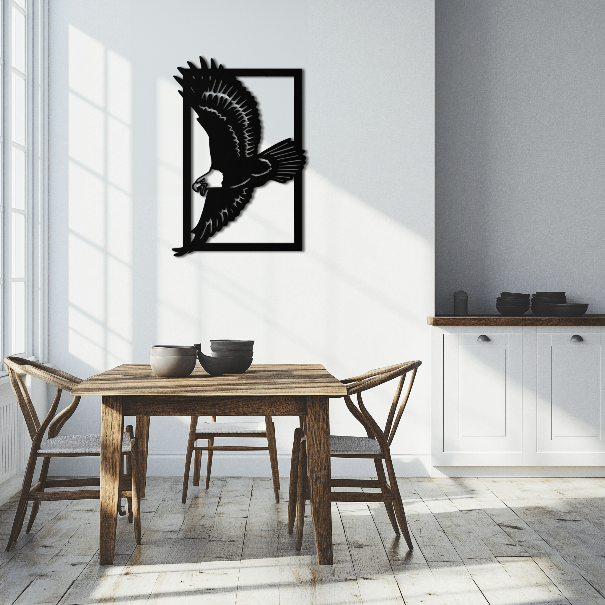 Steel Majestic Eagle Wall Art Geometric Contemporary Minimalist Home Office Decor