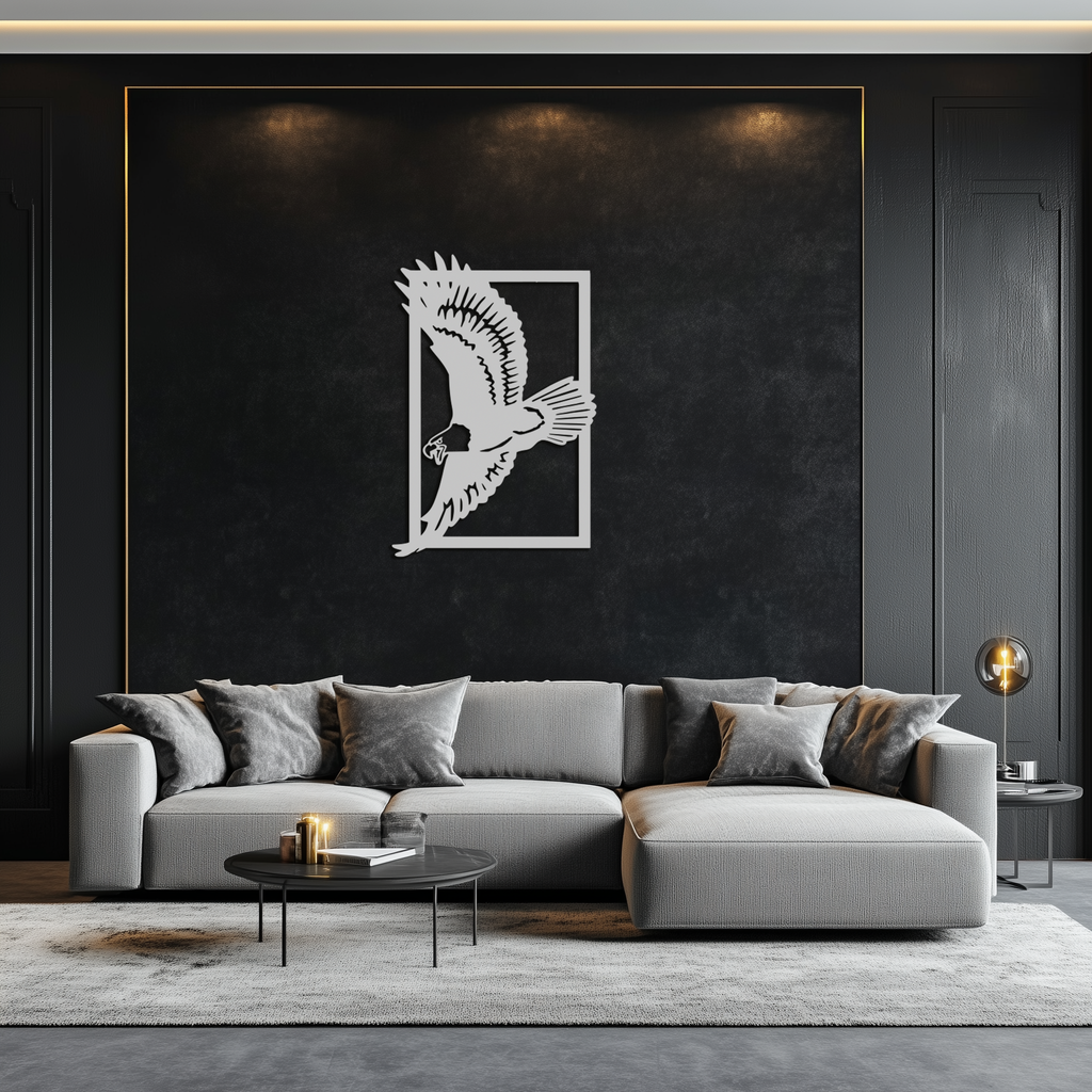 Steel Majestic Eagle Wall Art Geometric Contemporary Minimalist Home Office Decor