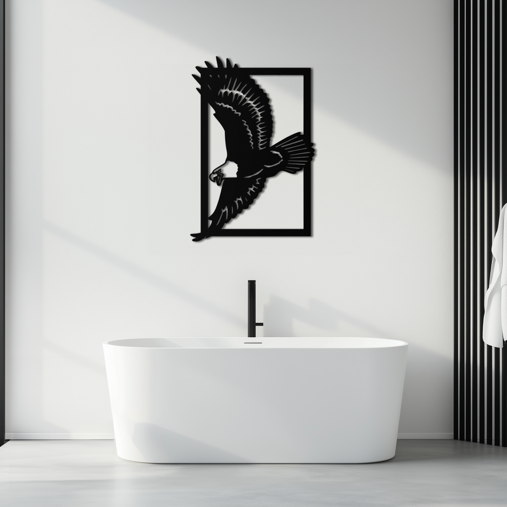 Steel Majestic Eagle Wall Art Geometric Contemporary Minimalist Home Office Decor