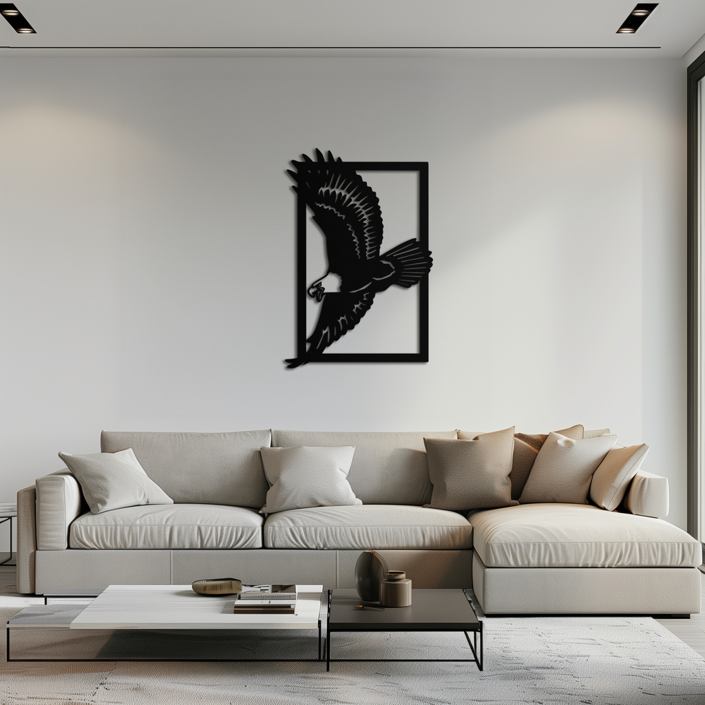 Steel Majestic Eagle Wall Art Geometric Contemporary Minimalist Home Office Decor