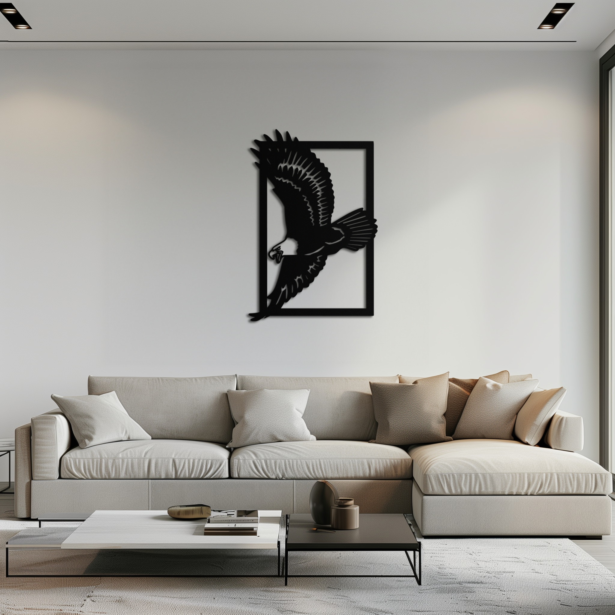 Steel Majestic Eagle Wall Art Geometric Contemporary Minimalist Home Office Decor
