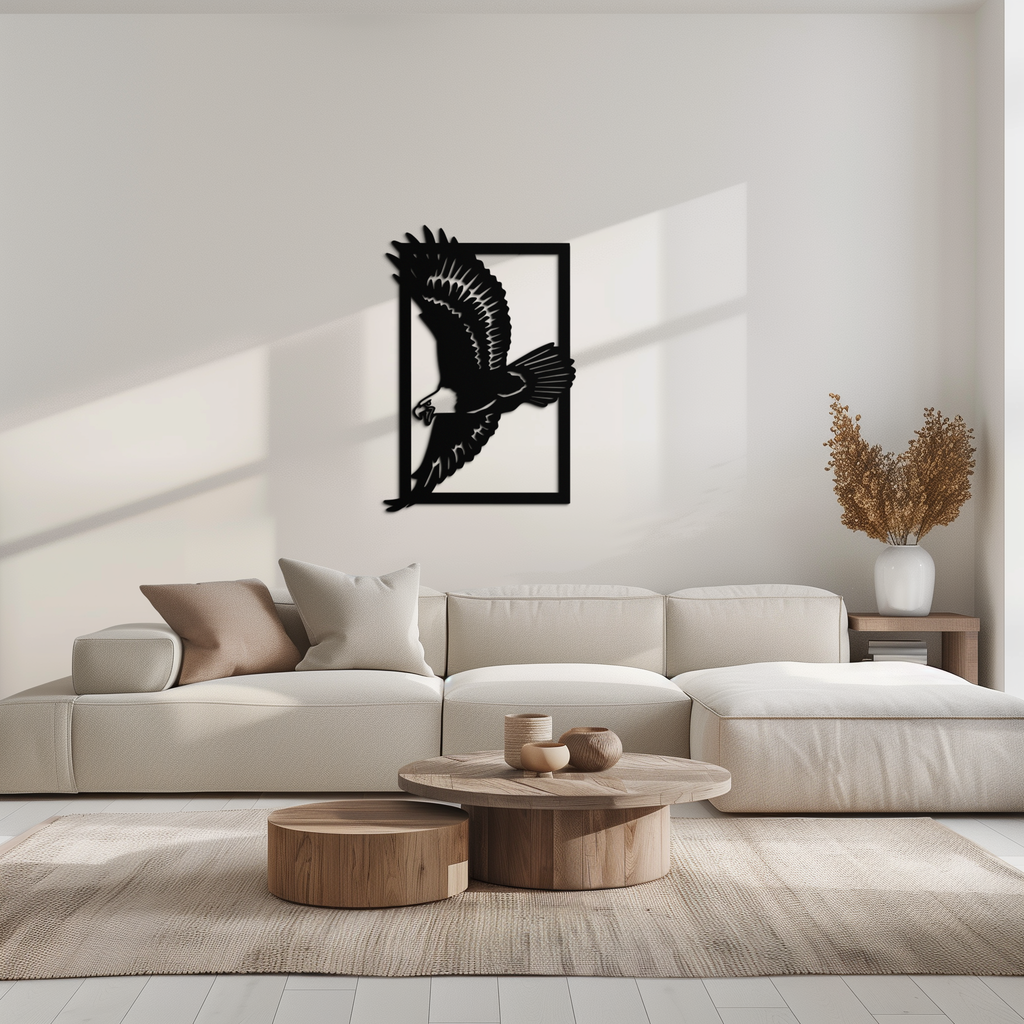 Steel Majestic Eagle Wall Art Geometric Contemporary Minimalist Home Office Decor
