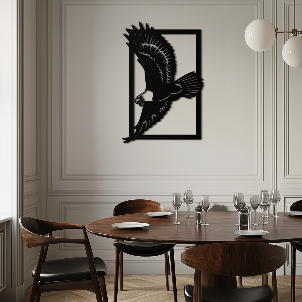 Steel Majestic Eagle Wall Art Geometric Contemporary Minimalist Home Office Decor