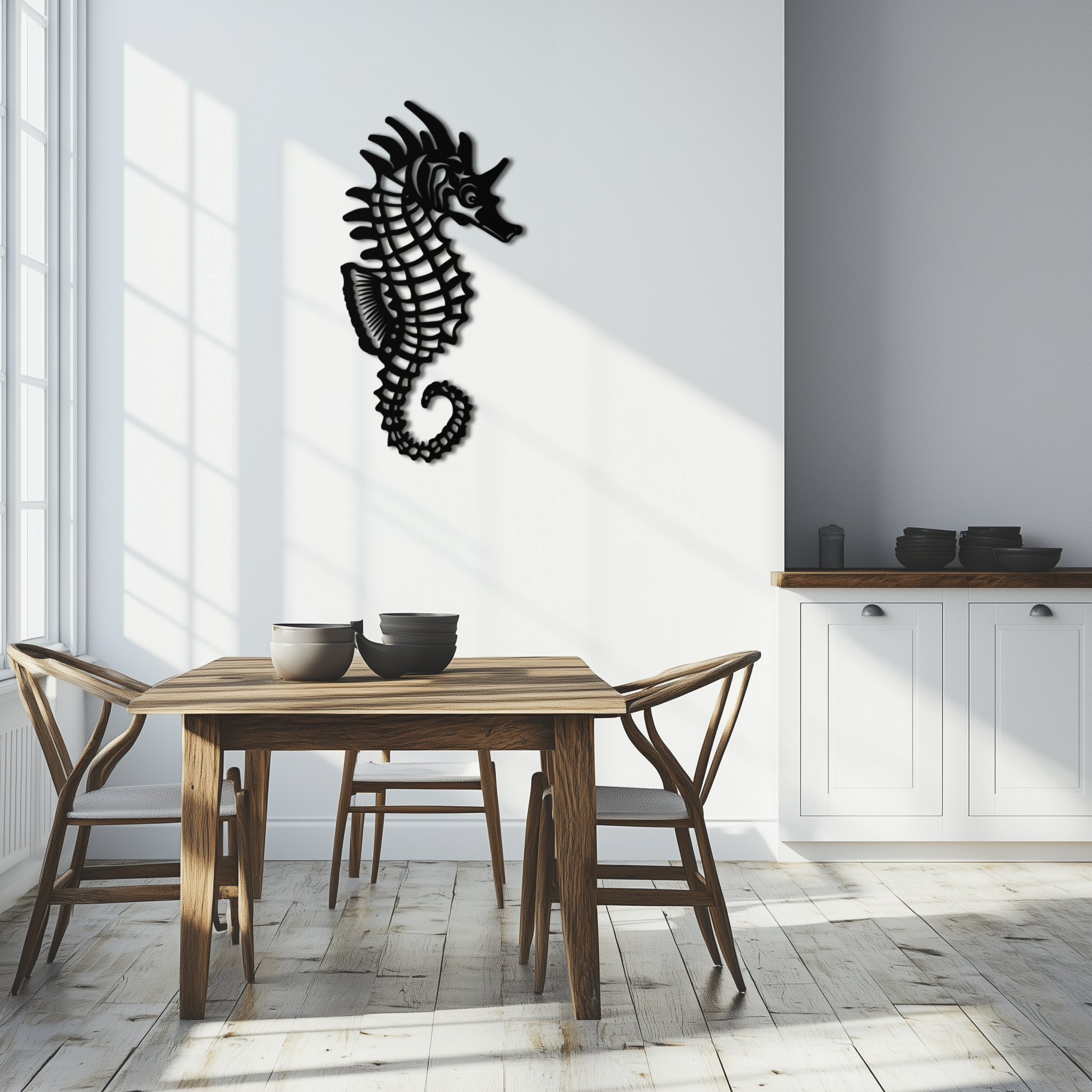 Metal Seahorse Wall Art - Minimalist Modern Ocean Inspired Design