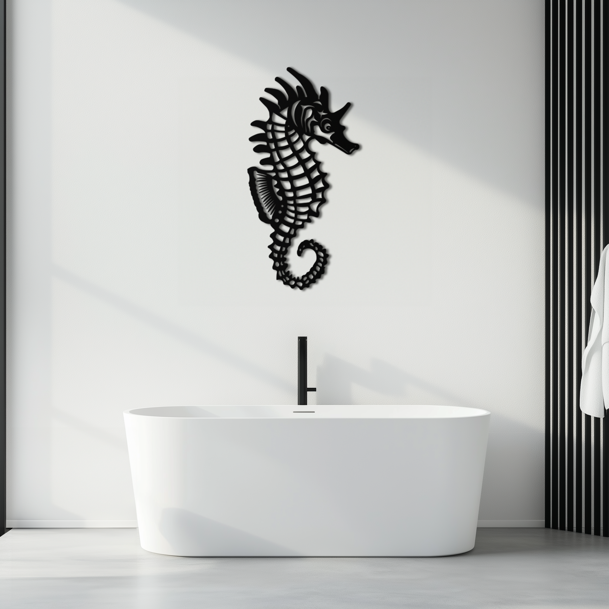 Metal Seahorse Wall Art - Minimalist Modern Ocean Inspired Design