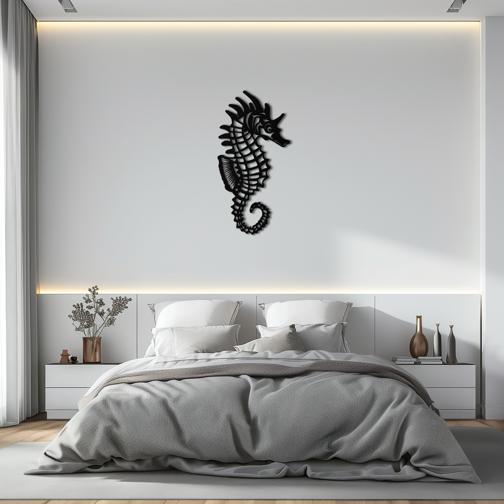 Metal Seahorse Wall Art - Minimalist Modern Ocean Inspired Design