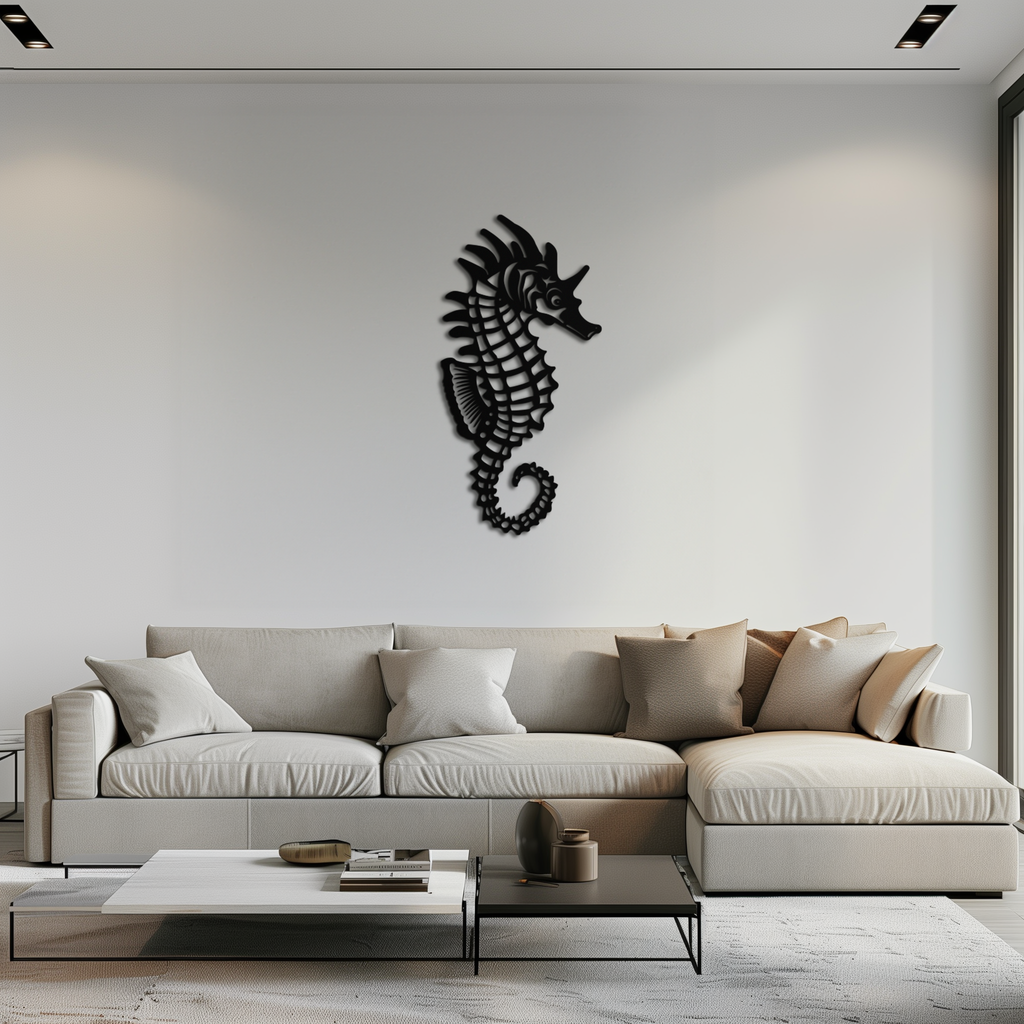 Metal Seahorse Wall Art - Minimalist Modern Ocean Inspired Design