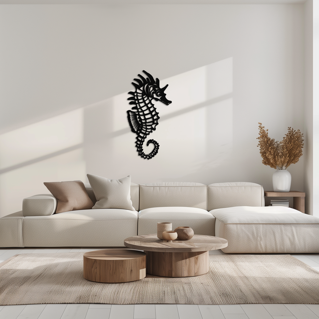 Metal Seahorse Wall Art - Minimalist Modern Ocean Inspired Design