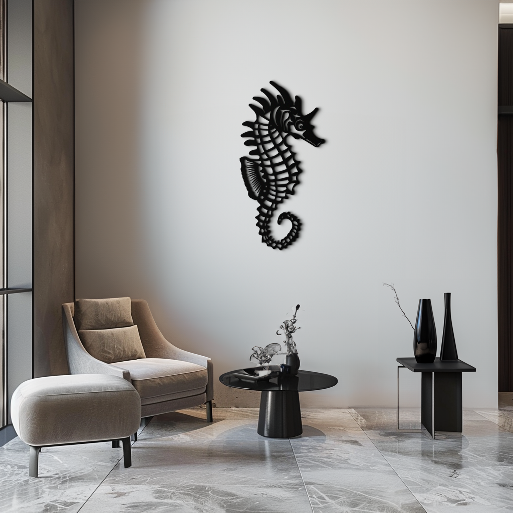 Metal Seahorse Wall Art - Minimalist Modern Ocean Inspired Design