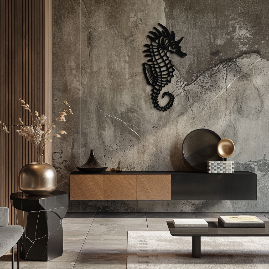 Metal Seahorse Wall Art - Minimalist Modern Ocean Inspired Design
