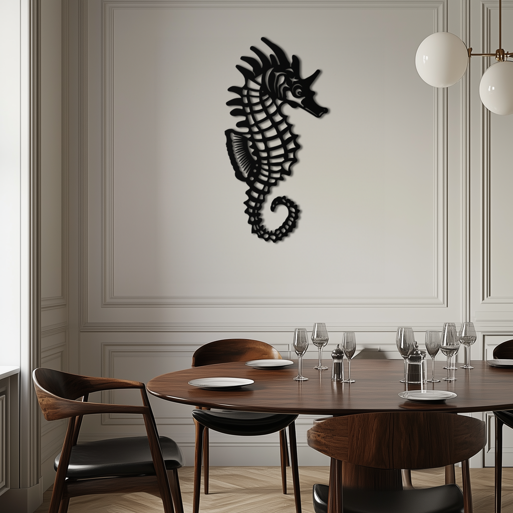 Metal Seahorse Wall Art - Minimalist Modern Ocean Inspired Design