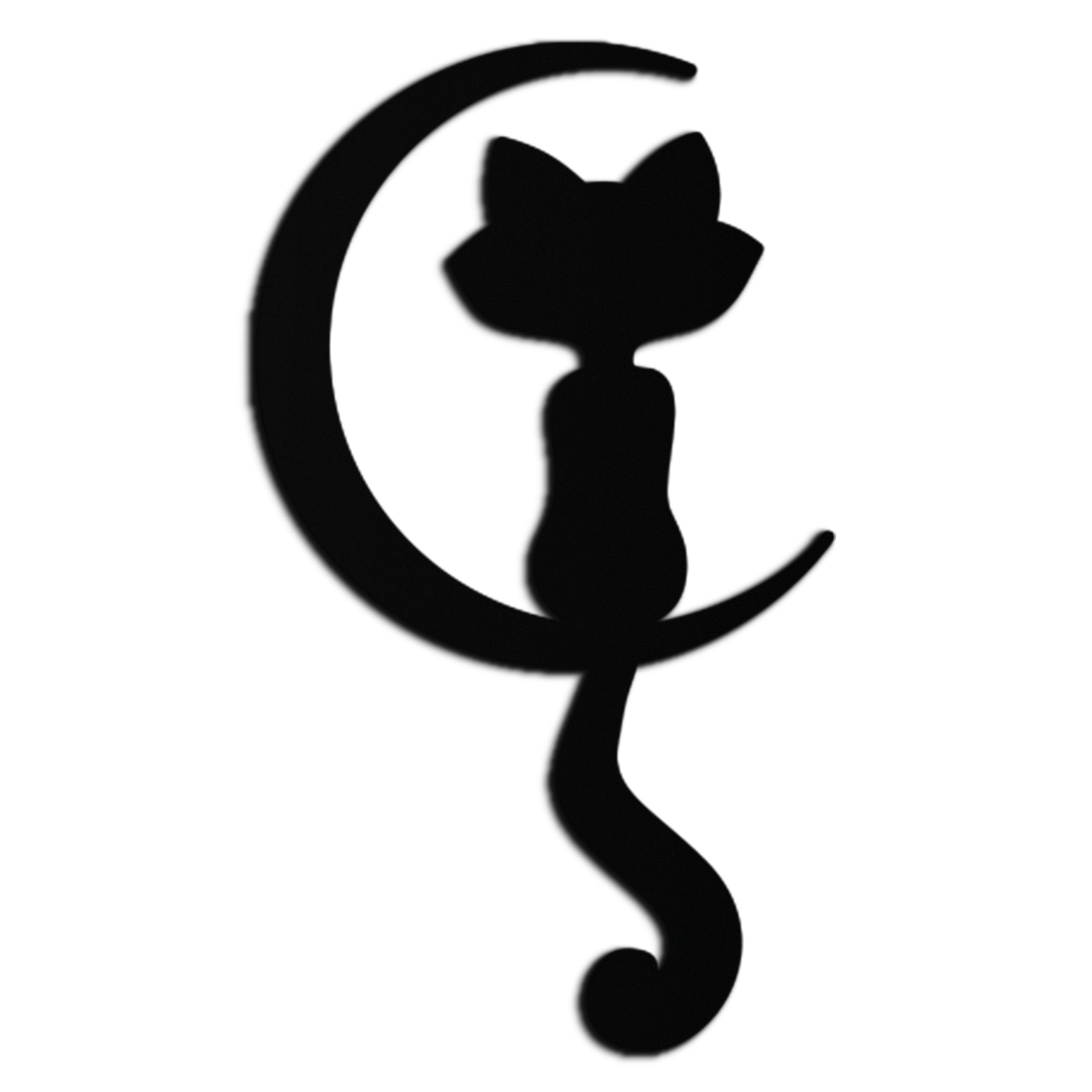 Metal Wall Art Moonlight Cat and Crescent Moon Silhouette Decor