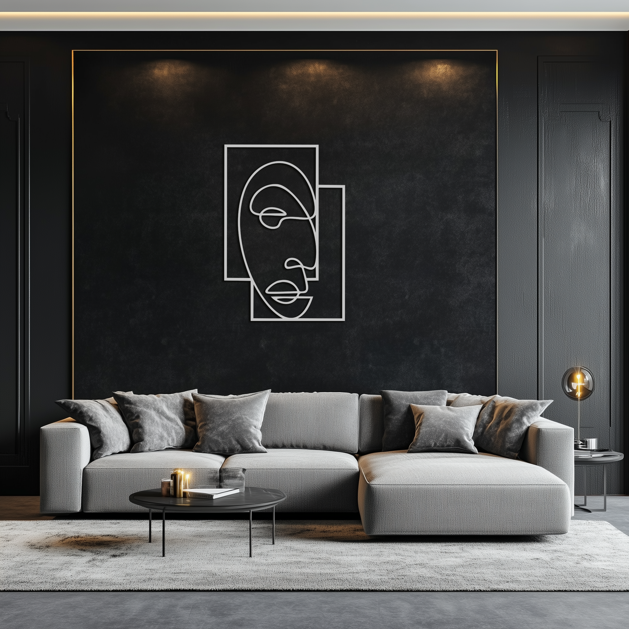 Modern Geometric Line Metal Wall Art - Abstract Minimalist Style