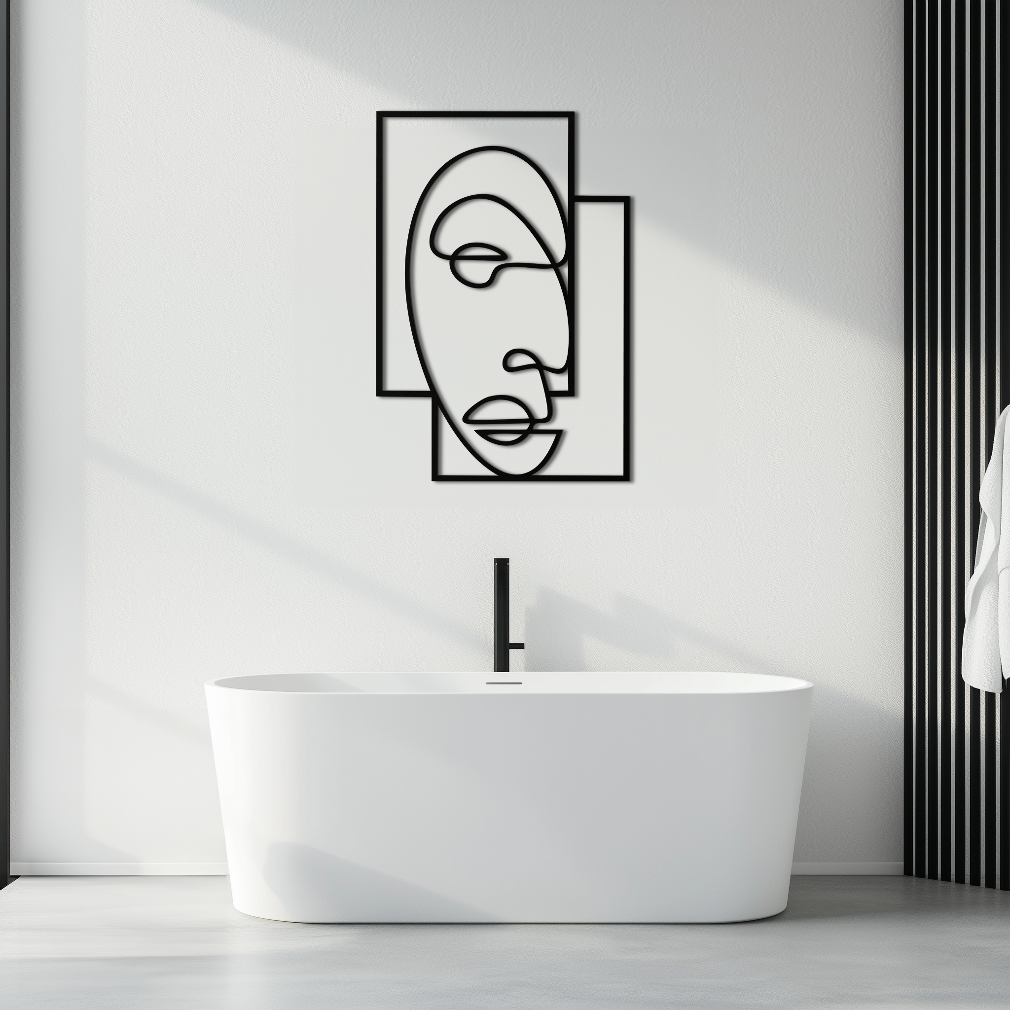 Modern Geometric Line Metal Wall Art - Abstract Minimalist Style