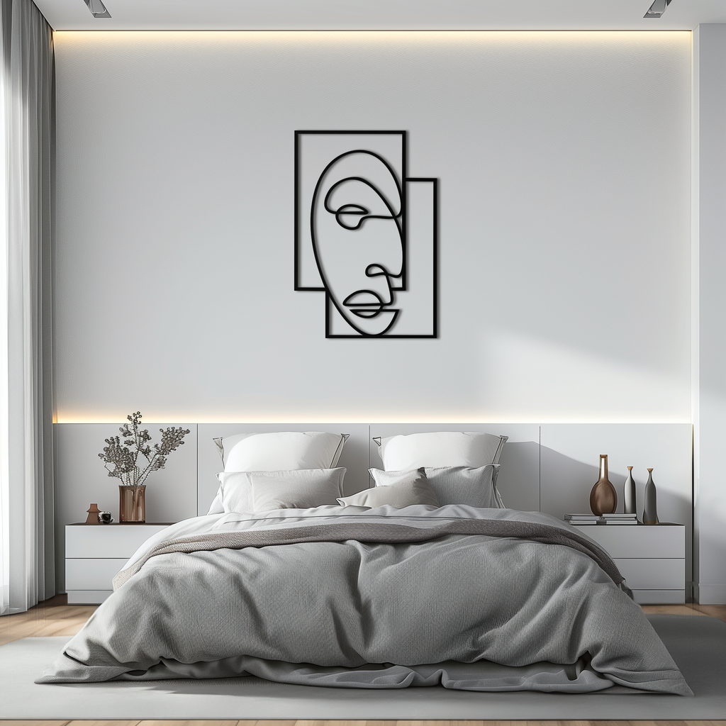 Modern Geometric Line Metal Wall Art - Abstract Minimalist Style