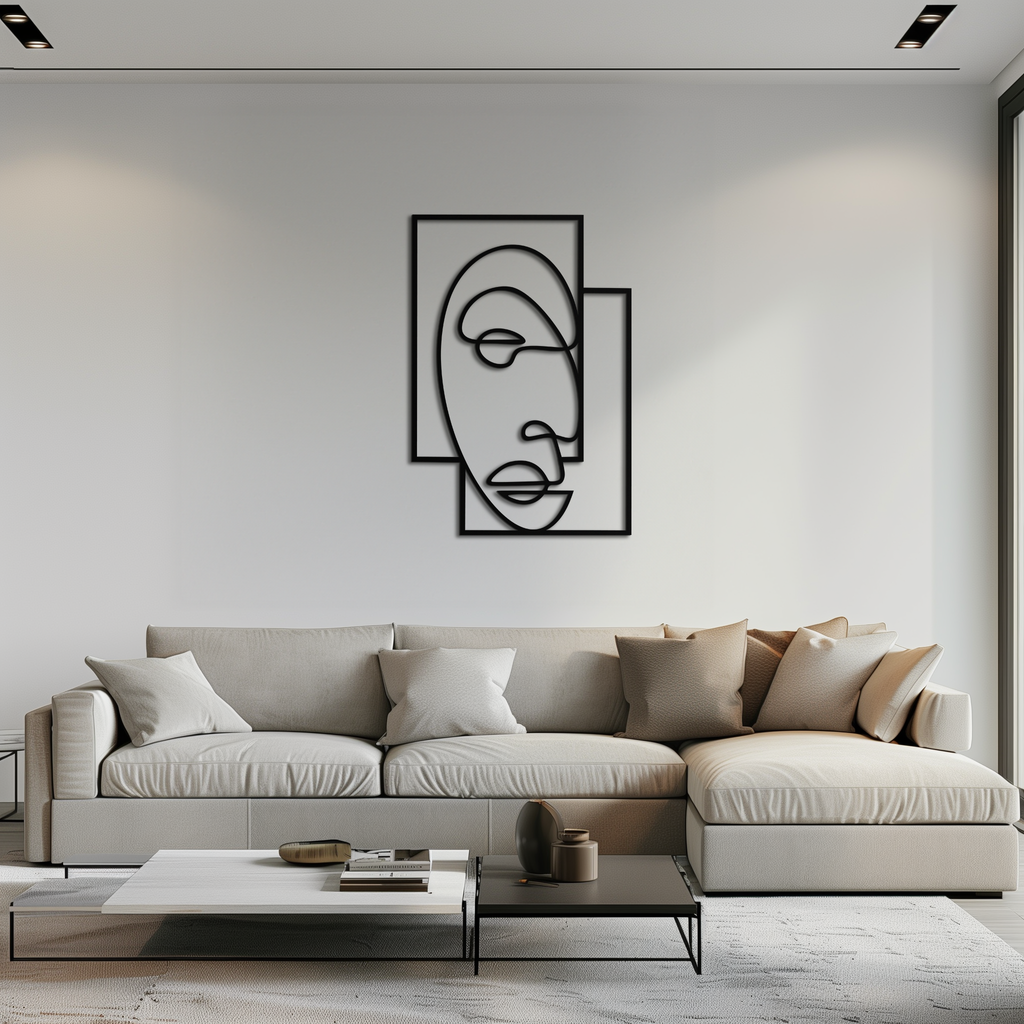Modern Geometric Line Metal Wall Art - Abstract Minimalist Style