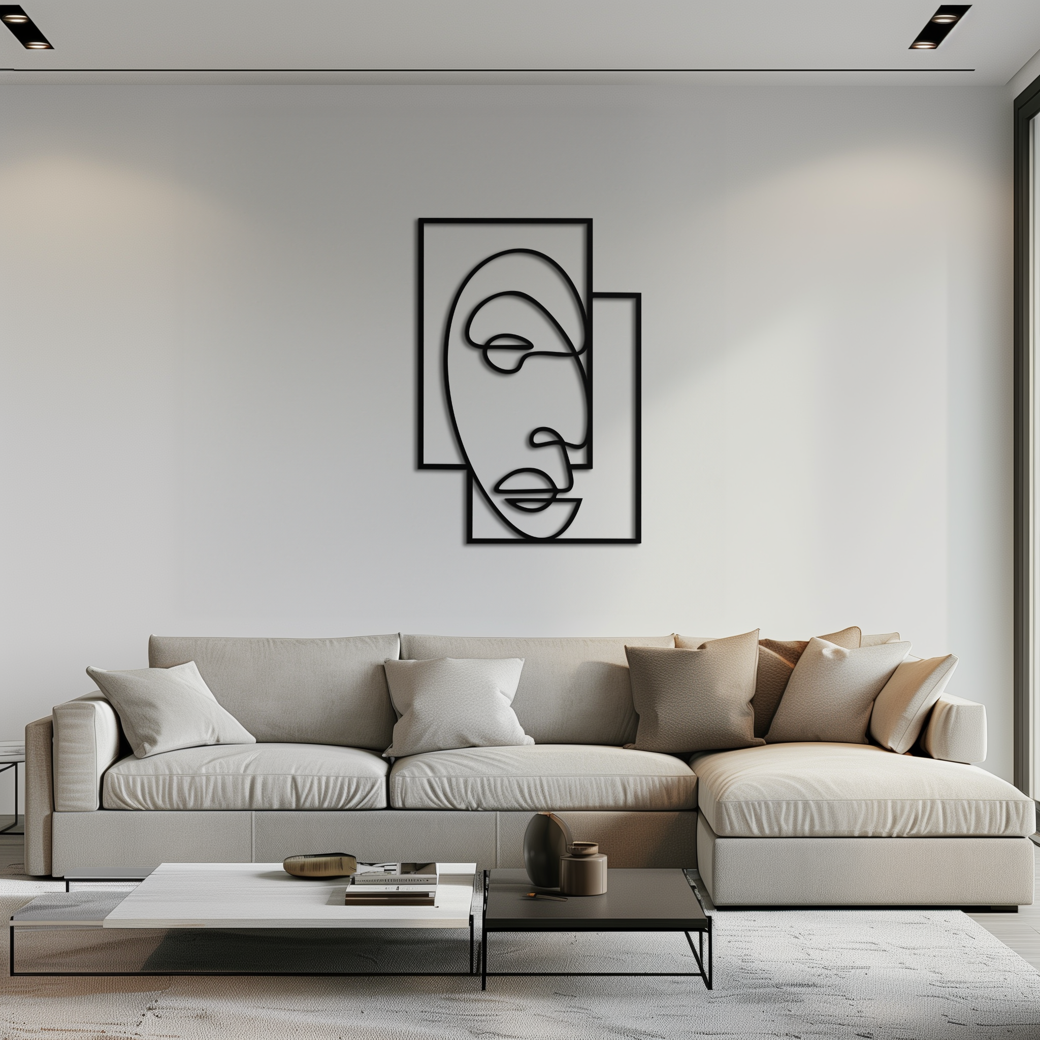 Modern Geometric Line Metal Wall Art - Abstract Minimalist Style