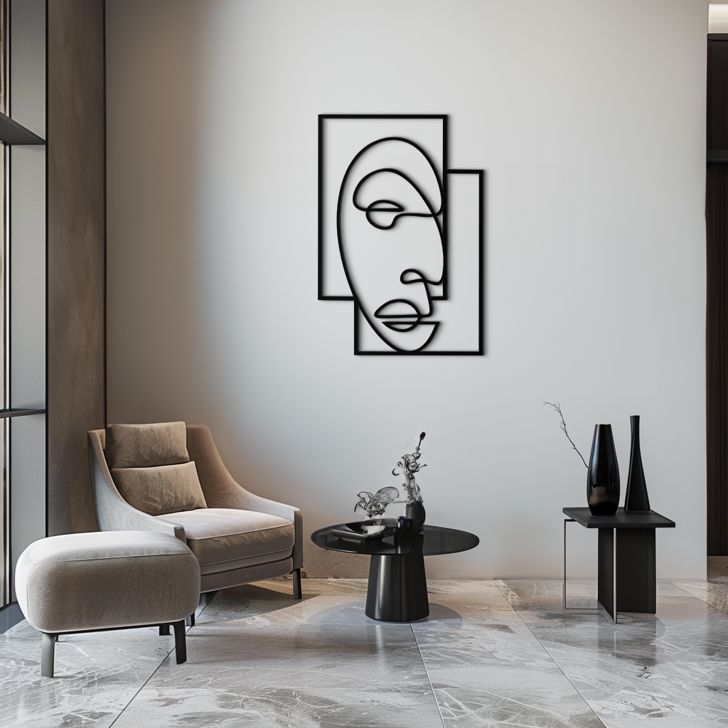 Modern Geometric Line Metal Wall Art - Abstract Minimalist Style