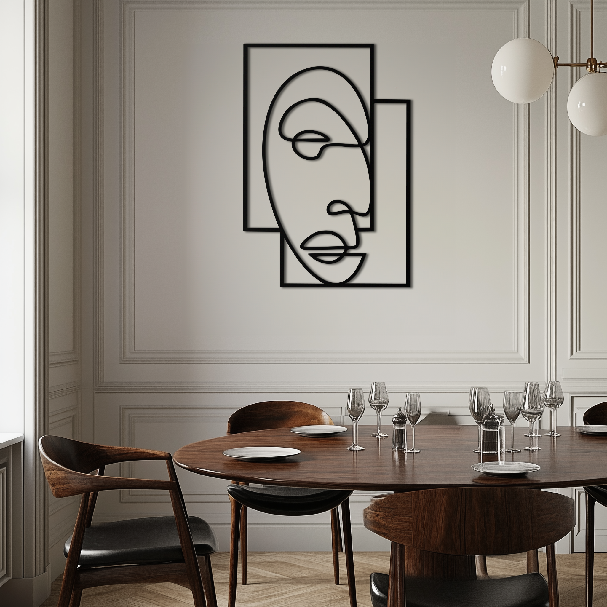 Modern Geometric Line Metal Wall Art - Abstract Minimalist Style